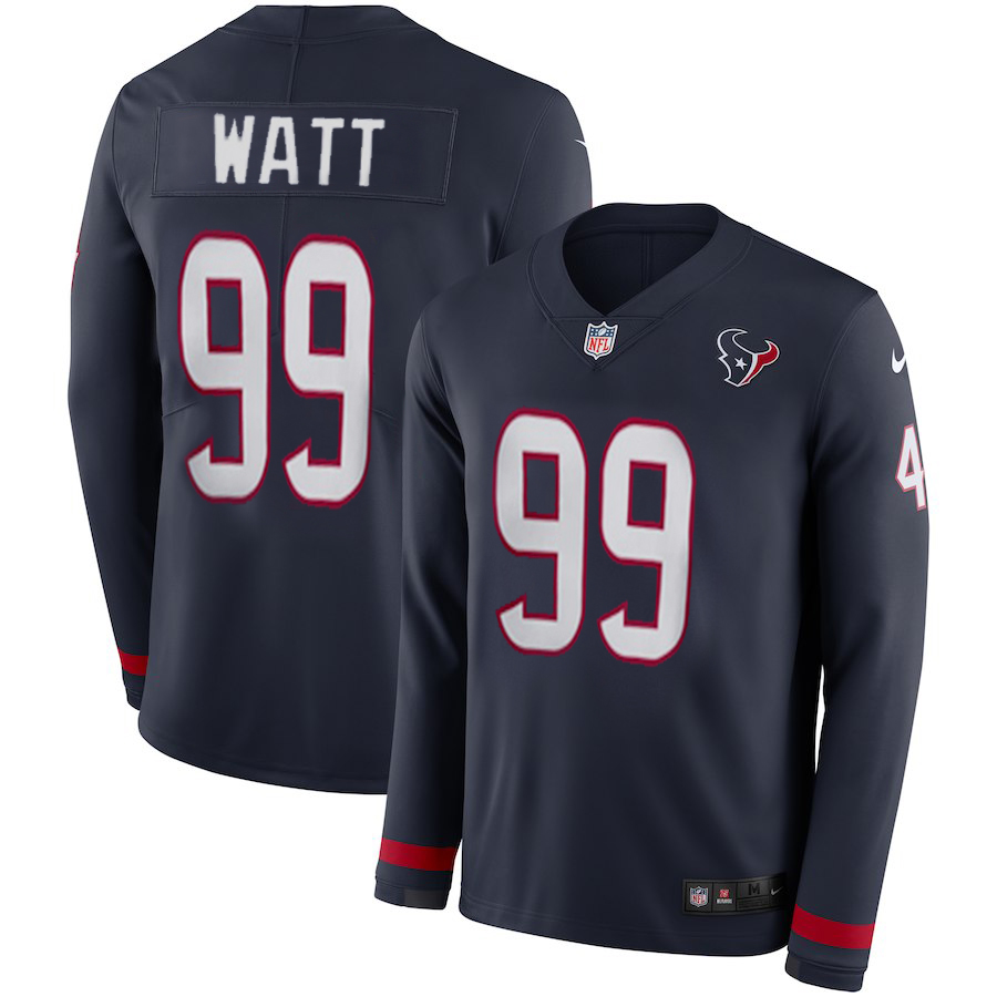 Women Houston Texans #99 Watt blue Limited NFL Nike Therma Long Sleeve Jersey->minnesota vikings->NFL Jersey